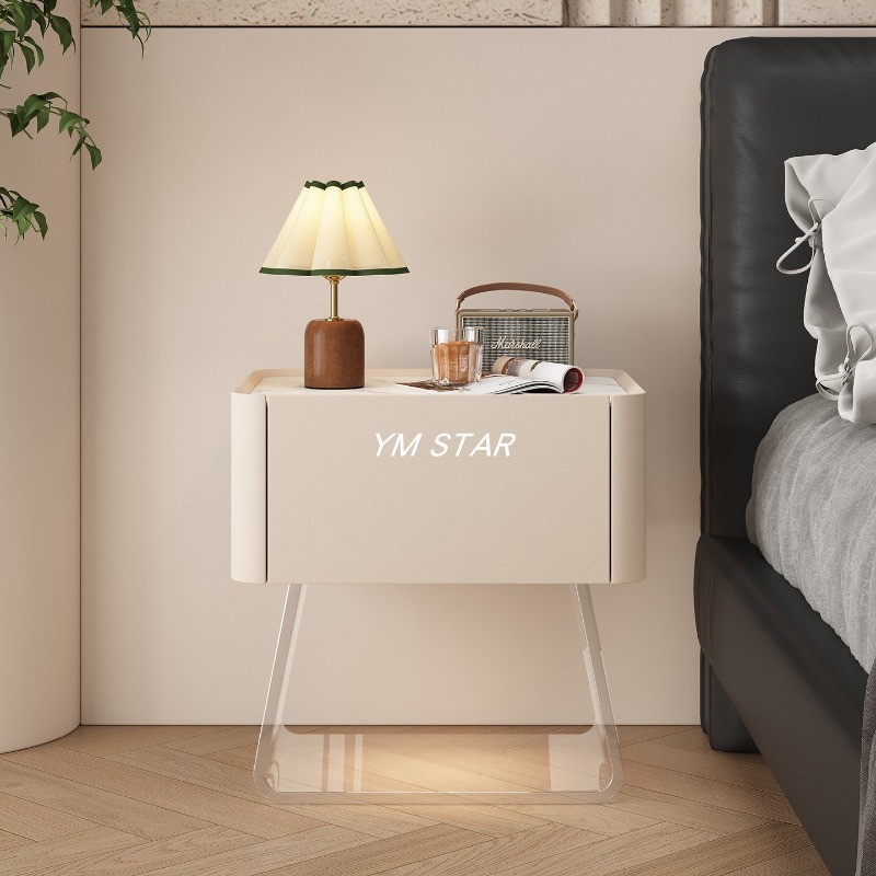 Solid Wood Nightstand 2 Drawers - Organizer Moderno Comodino Mobiletto da Caffè