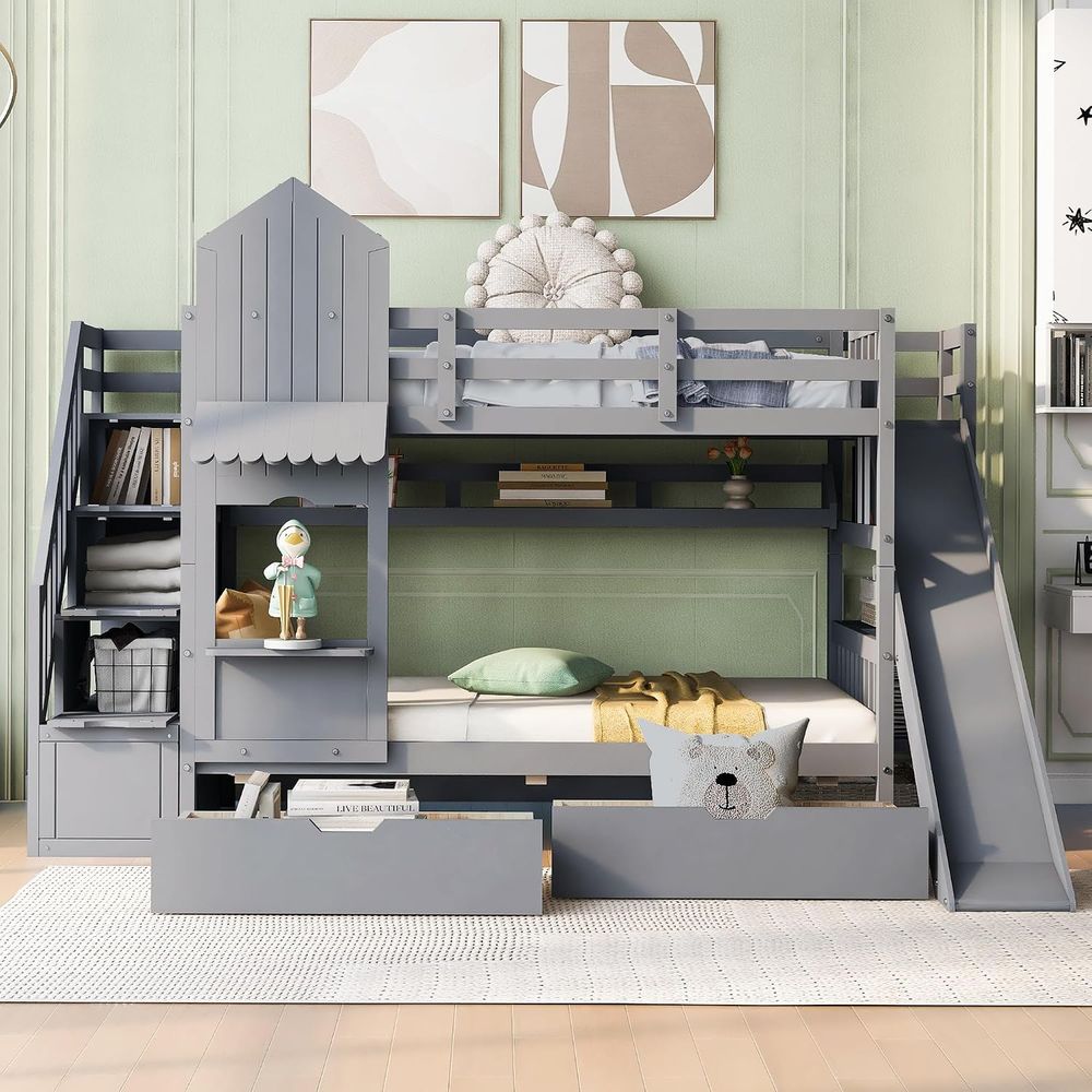 Bunk Bed With Stairs And Slide - Letto a castello per bambini emave