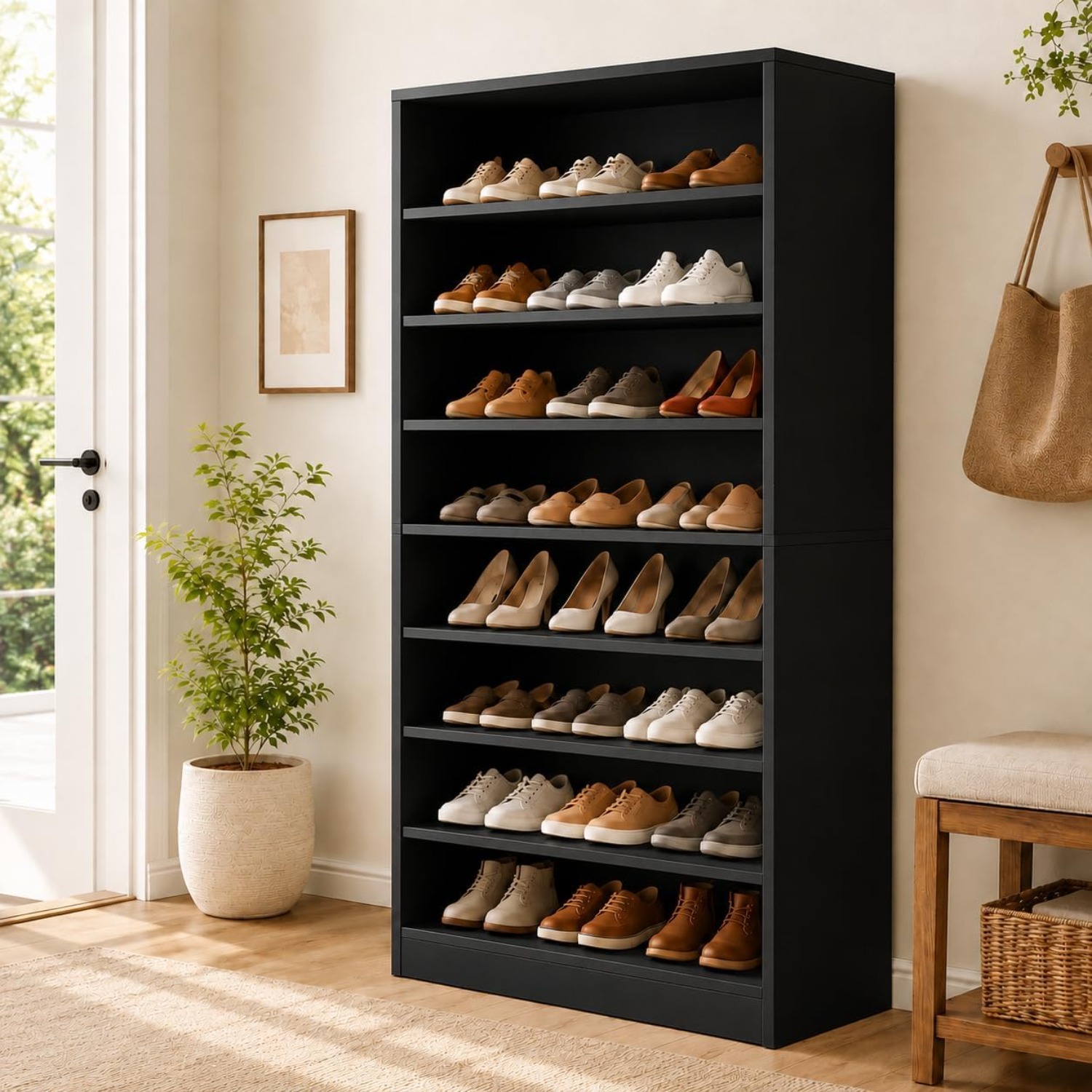 Shoe Rack Cabinet Narrow Entryway - Scarpiera a 9 ripiani alta per