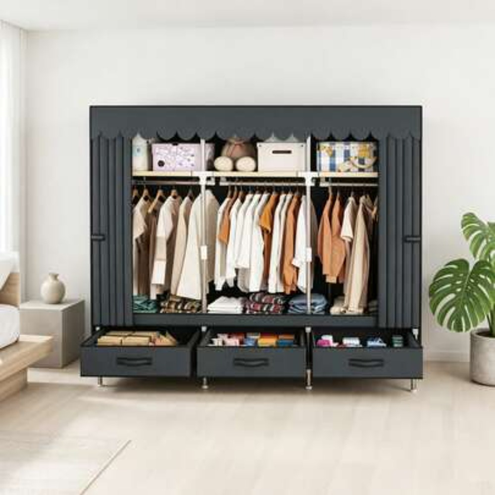 Wardrobe Closet Portable Fabric Cover - Armadio Portatile con Telaio in Acciaio
