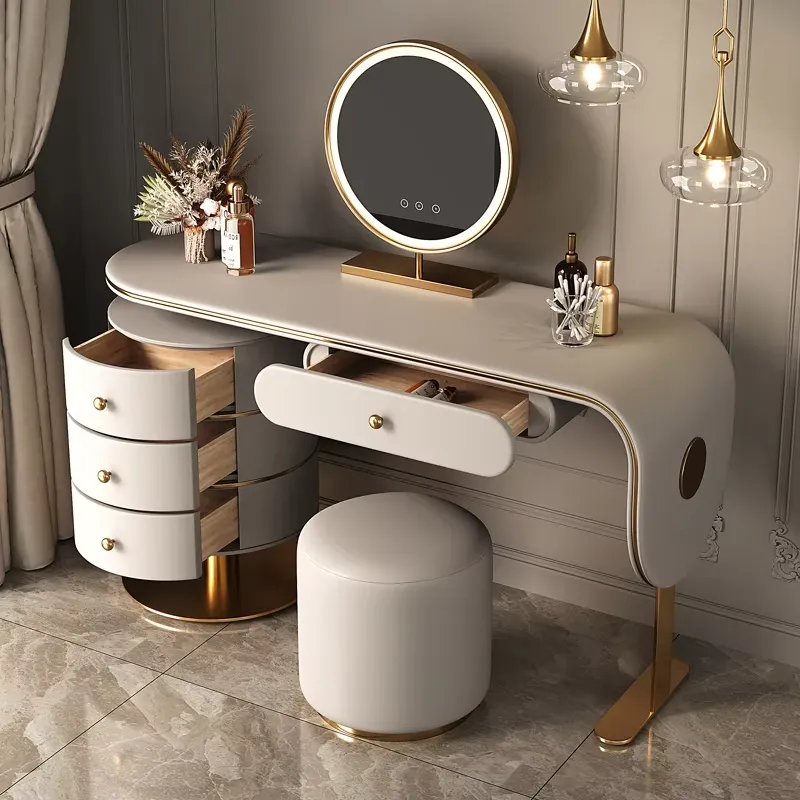 Dressing Table Vanity With Lighted Mirror - Set Toeletta in Legno di Alta
