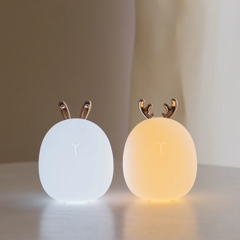 Floating Nightstand With Led Light - Led Carton Deer Rabbit Silicone Night