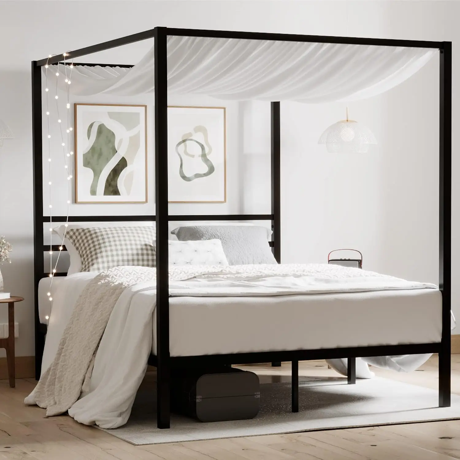 Canopy Bed Frame Metal Queen - Letto a baldacchino in metallo, misura