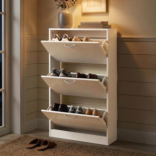 Shoe Rack Cabinet Narrow Entryway - Mobiletto per Ingresso, Scarpiera Stretta con