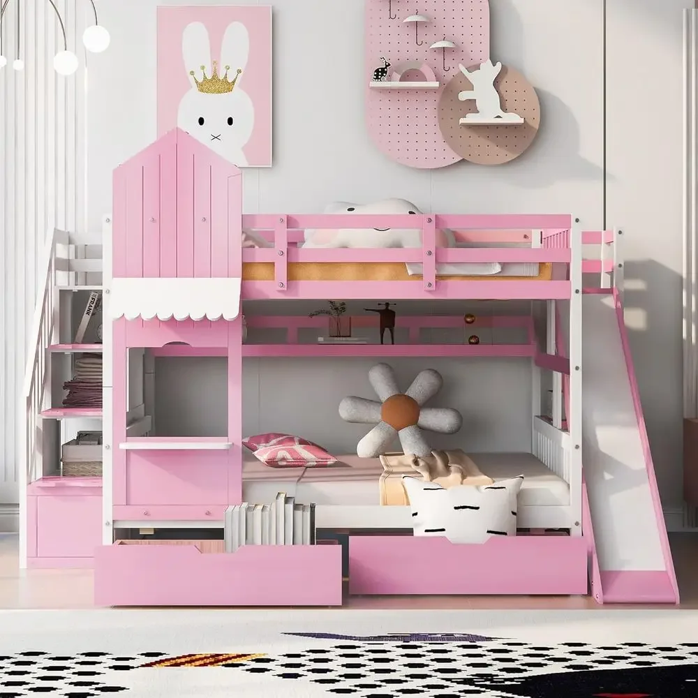 Bunk Bed With Stairs And Slide - Letto a Castello per Bambini con