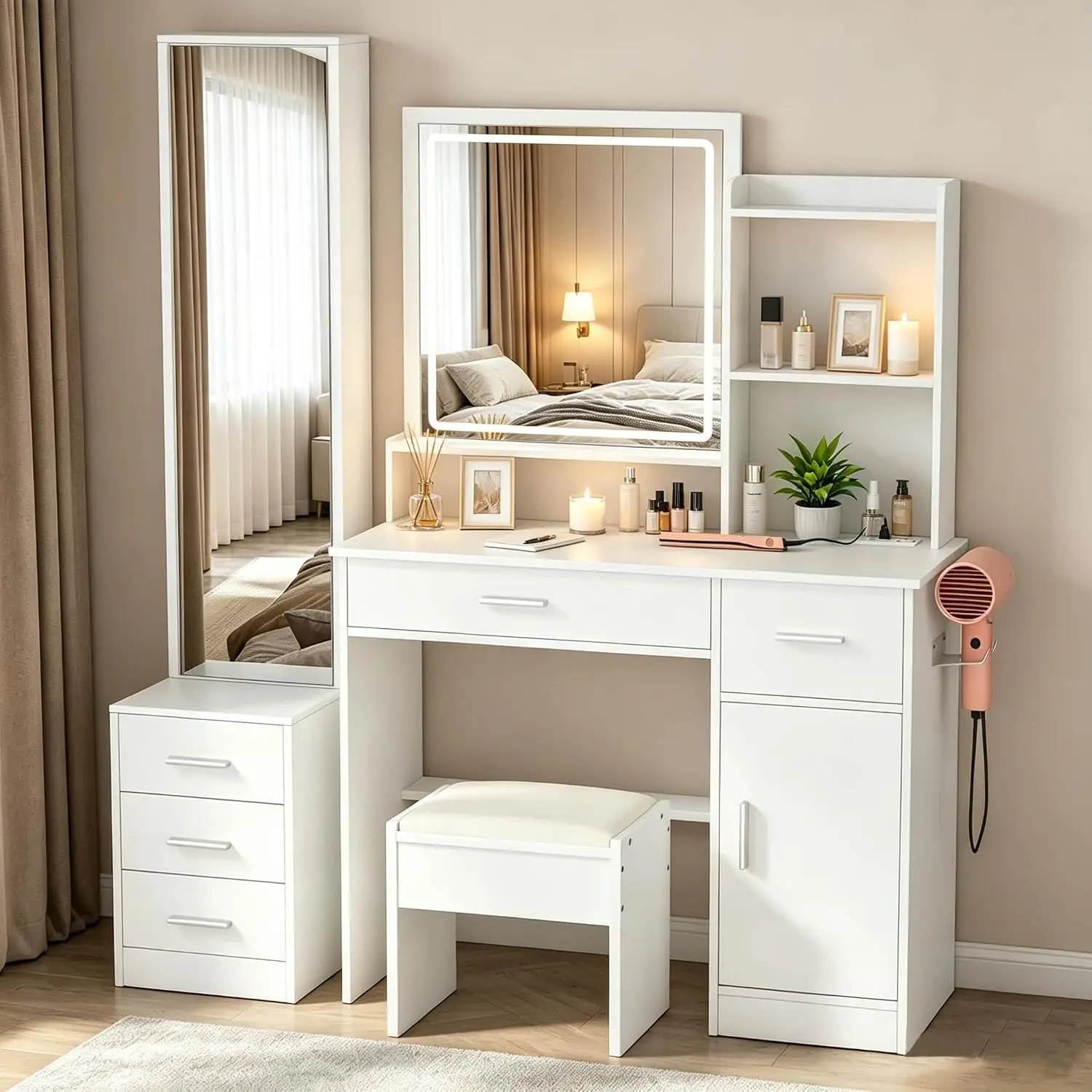 Dressing Table Vanity With Lighted Mirror - INTERGREAT Tavolo da Trucco con Luci