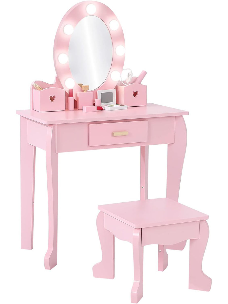 Dressing Table Vanity With Lighted Mirror - Set Tavolo da Trucco e Sgabello
