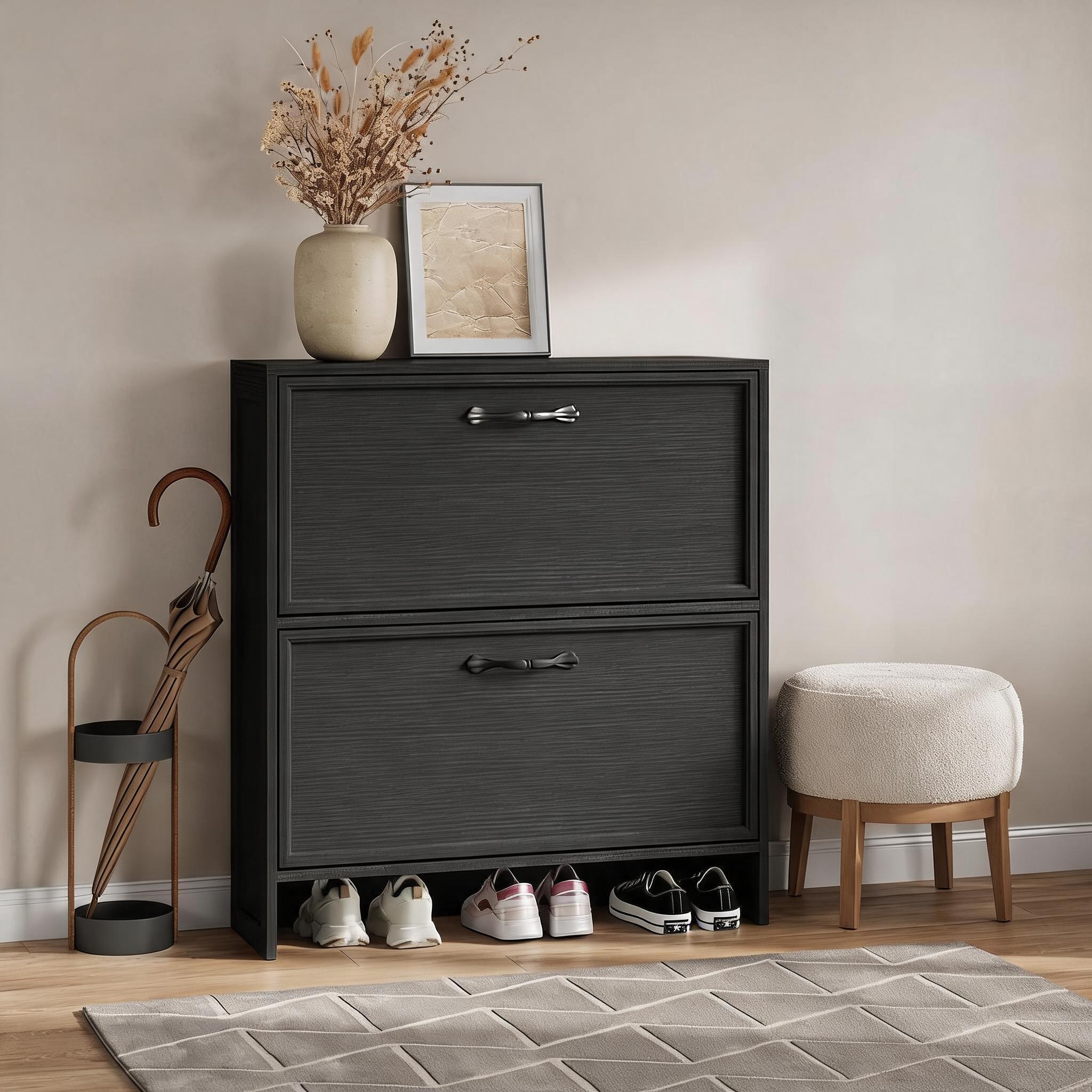Shoe Rack Cabinet Narrow Entryway - Scarpiera a 2 ante ribaltabili con