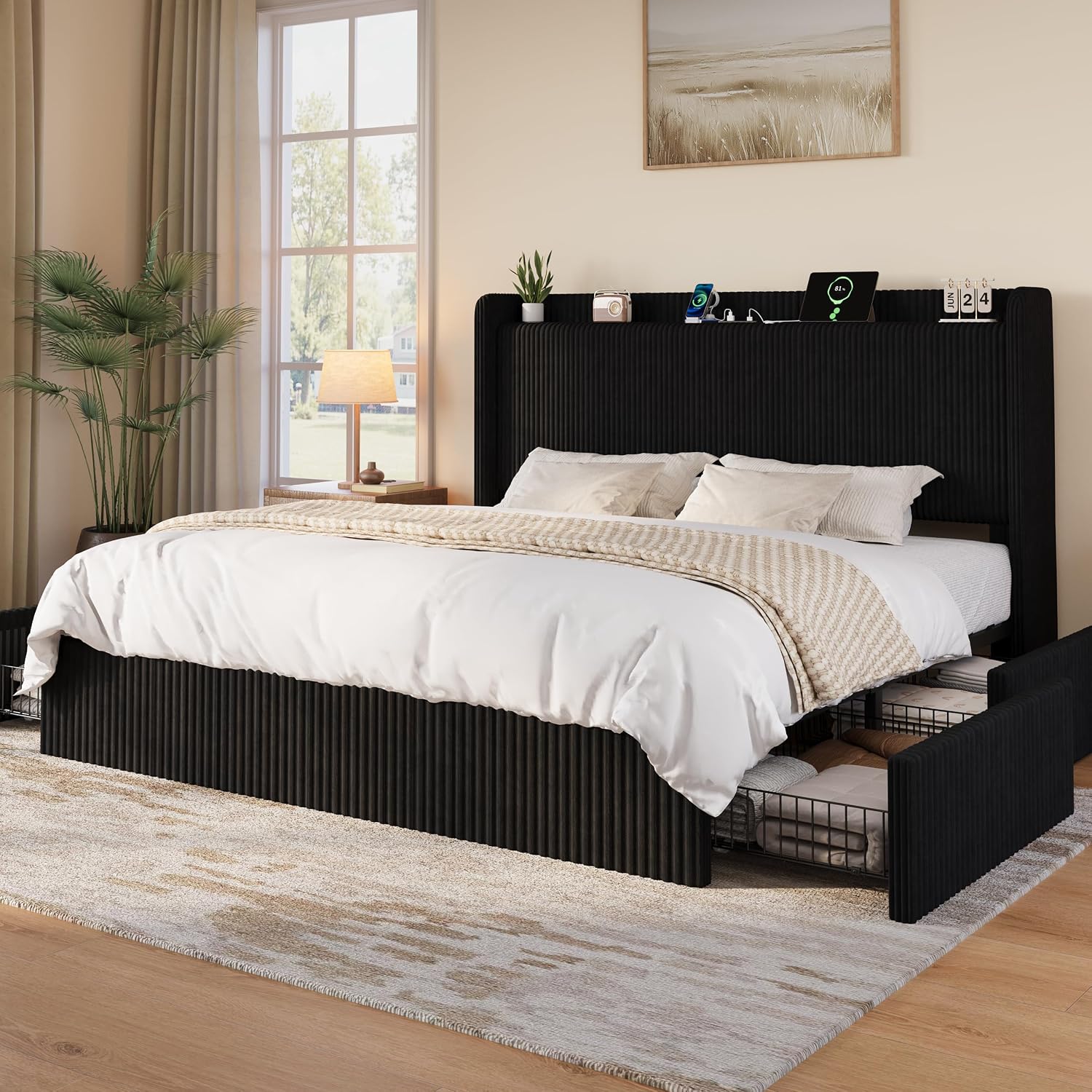 King Size Bed Frame With Storage Drawers - Struttura Letto King Size con 4