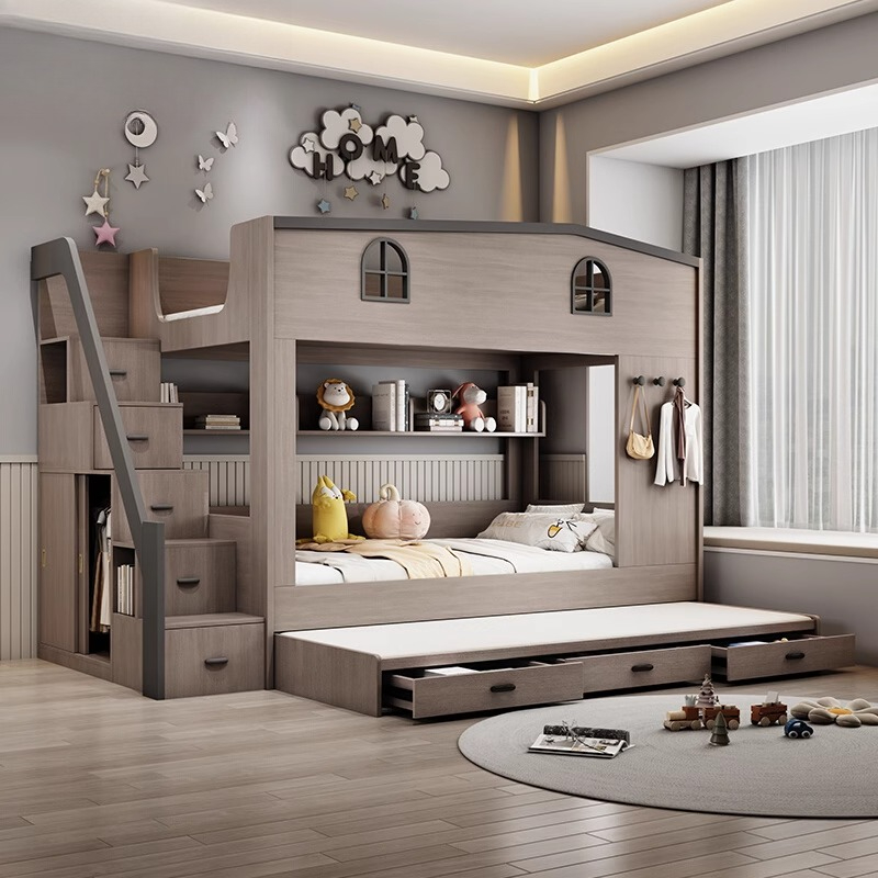 Bunk Bed With Stairs And Slide - Letti per bambini nordici a due