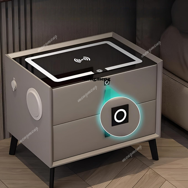 Solid Wood Nightstand 2 Drawers - Comodino intelligente in legno massello Comodino