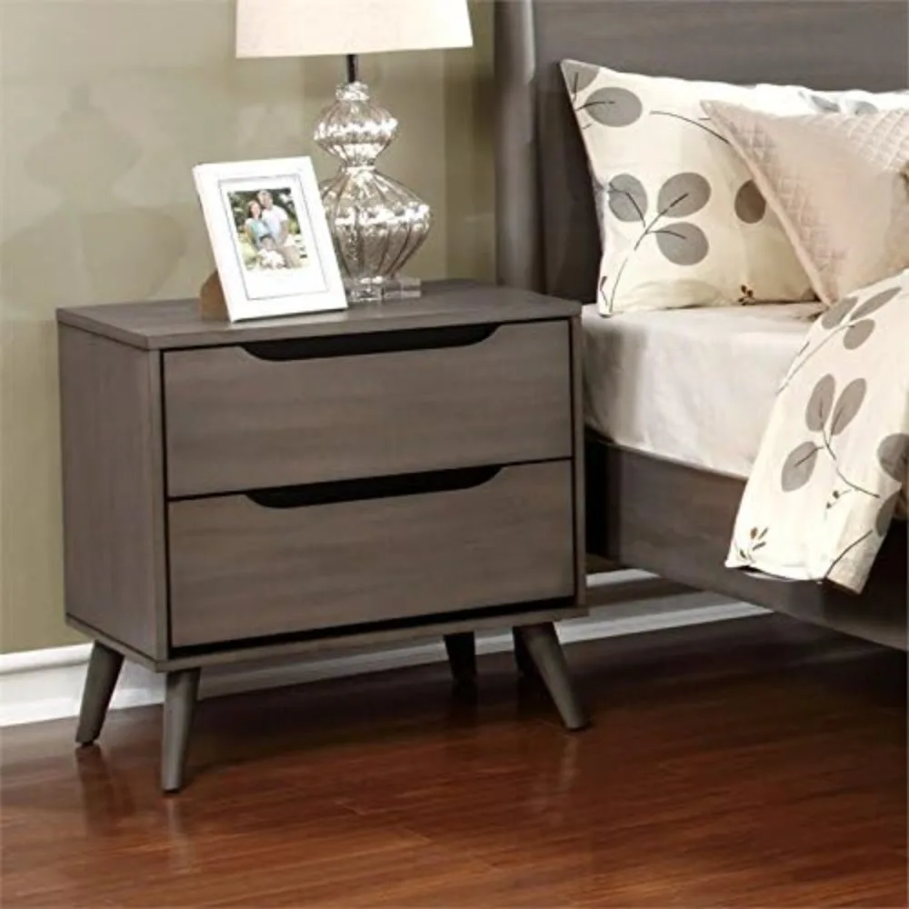 Solid Wood Nightstand 2 Drawers - Per comodino Mid-Century a 2 cassetti