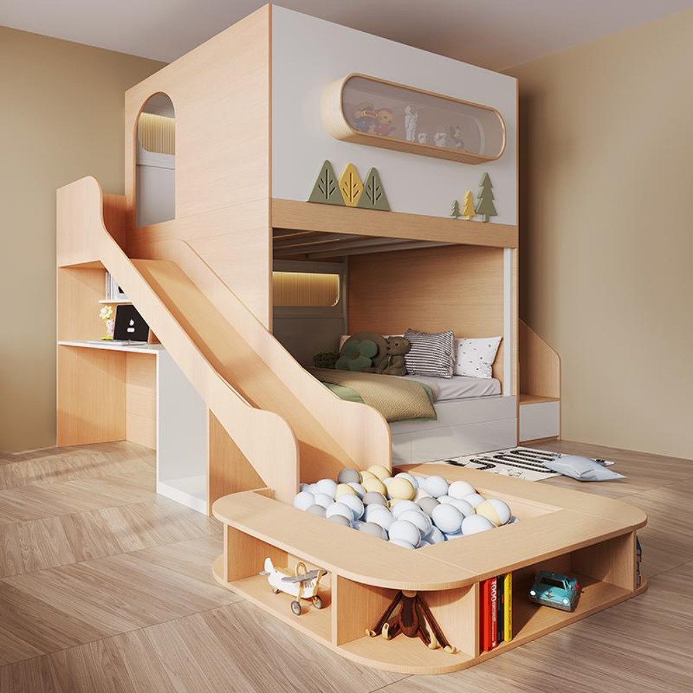 Bunk Bed With Stairs And Slide - Letto a castello a capsula spaziale