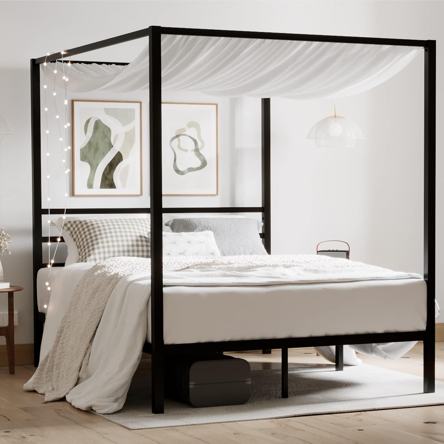 Canopy Bed Frame Metal Queen - Letto a baldacchino in metallo Queen,