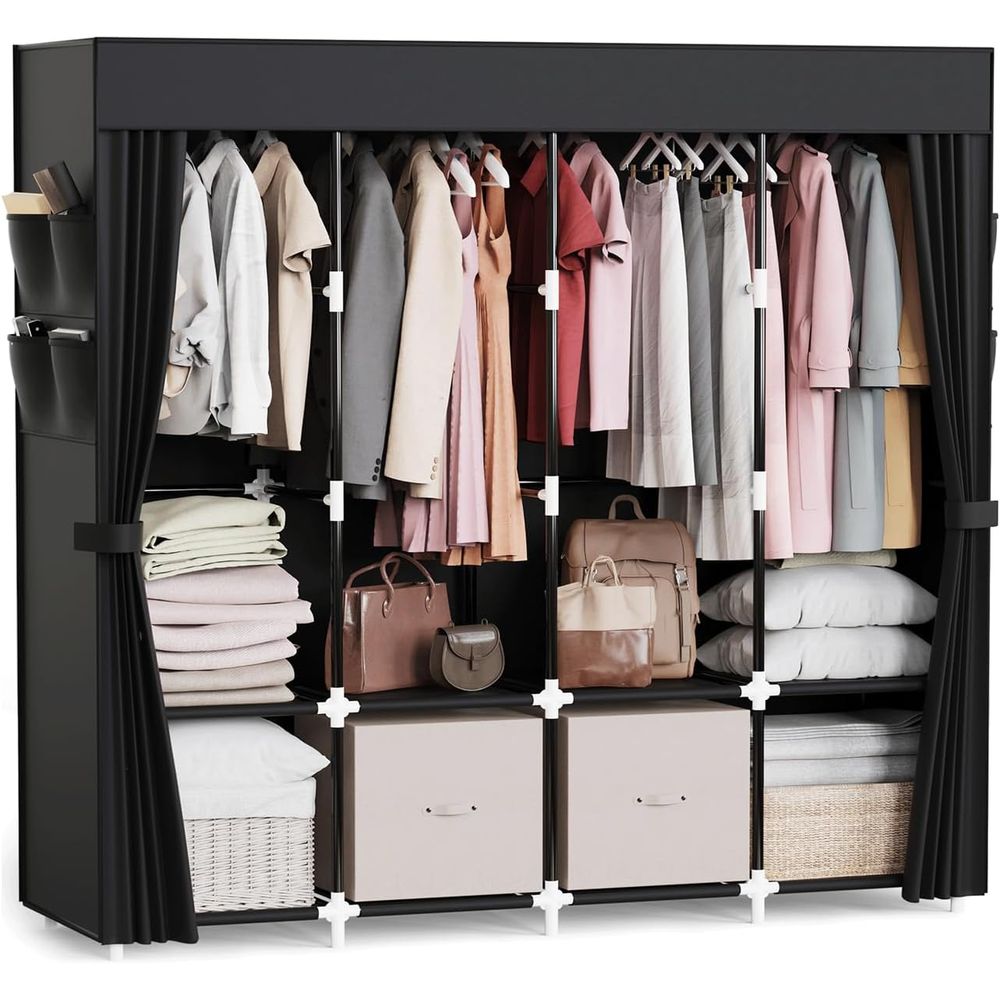 Wardrobe Closet Portable Fabric Cover - Organizzatore per Vestiti con 4 Aste