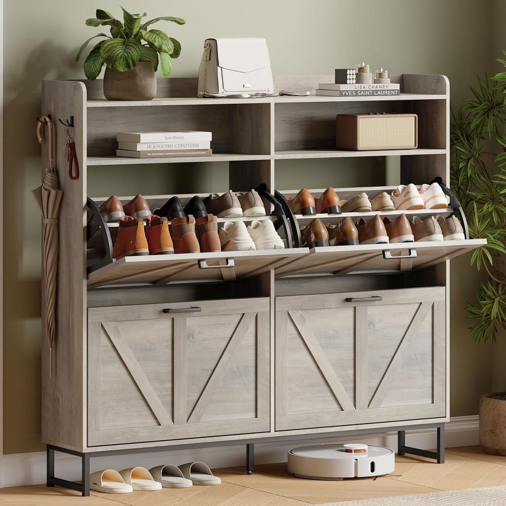 Shoe Rack Cabinet Narrow Entryway - Armadio Portascarpe con 4 Ripiani, Scarpiera