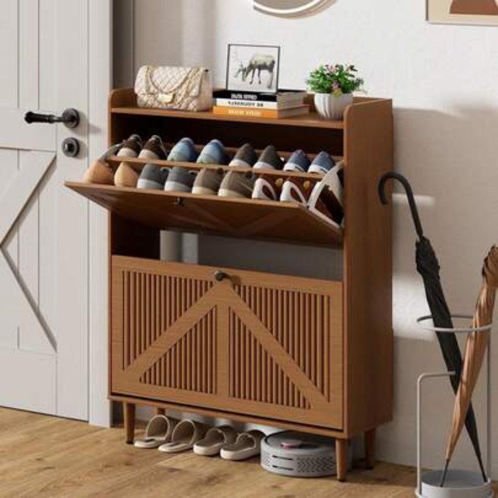 Shoe Rack Cabinet Narrow Entryway - Mobiletto Portascarpe a 2 Ante con