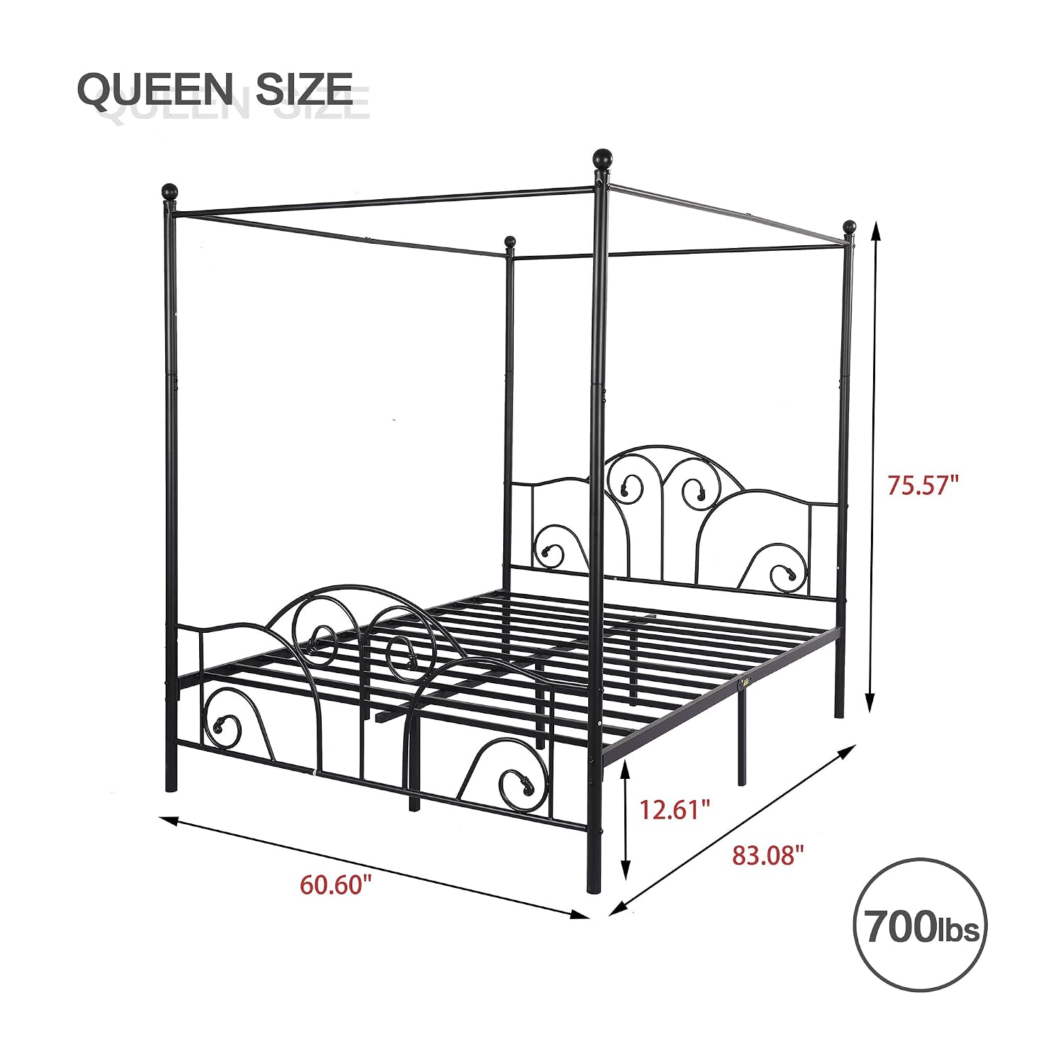 Letto a baldacchino in metallo - Canopy Bed Frame Metal Queen recensione e prezzo