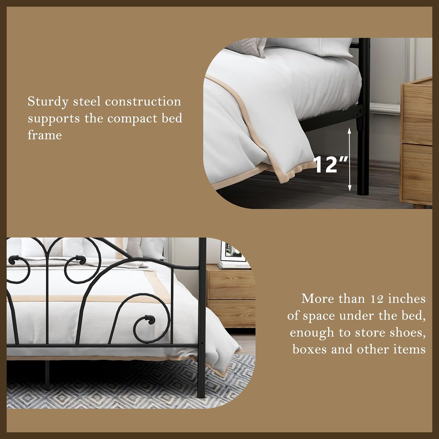 Letto a baldacchino in metallo - Canopy Bed Frame Metal Queen recensione e prezzo