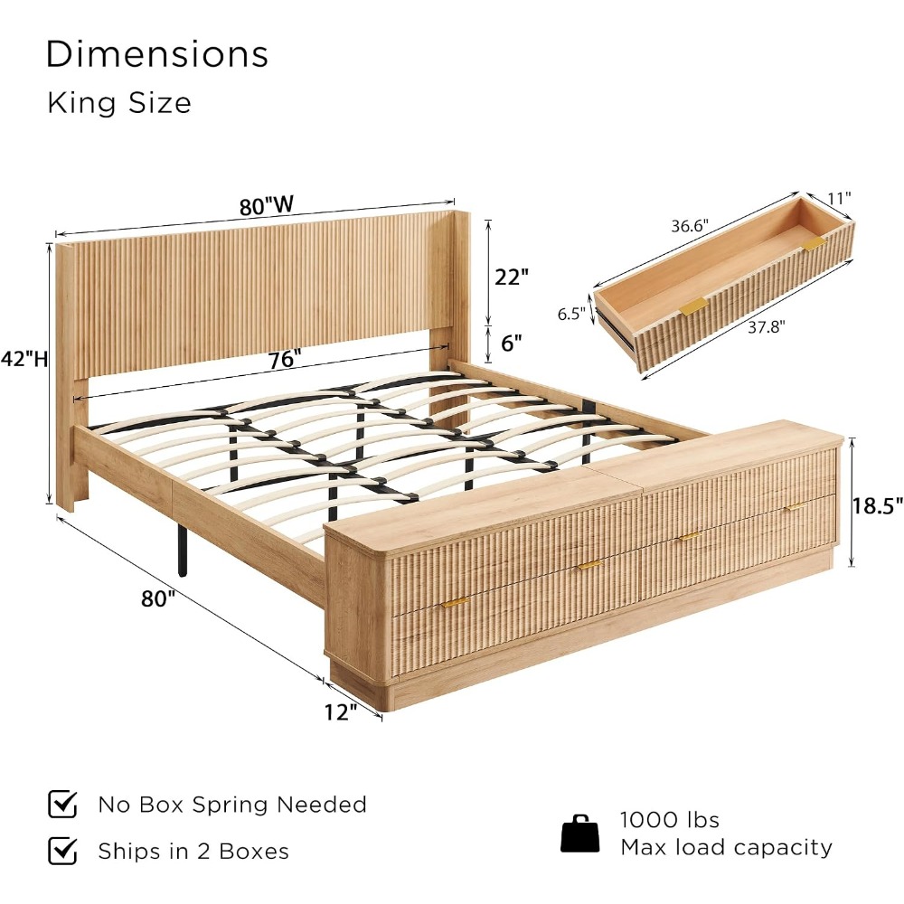 Letto King Size con Contenitor - King Size Bed Frame With Storage Drawers recensione e prezzo