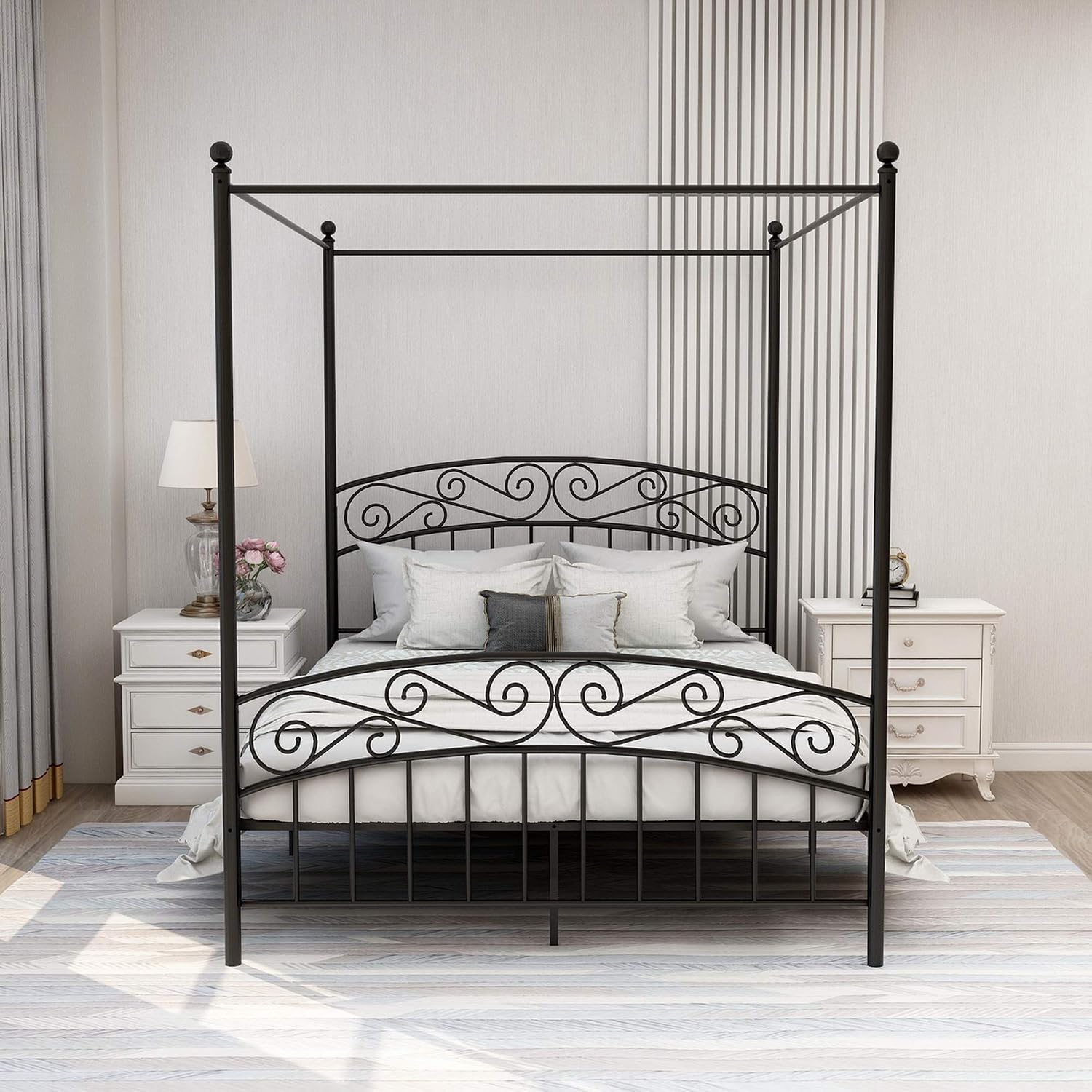 Letto a baldacchino in metallo - Canopy Bed Frame Metal Queen recensione e prezzo