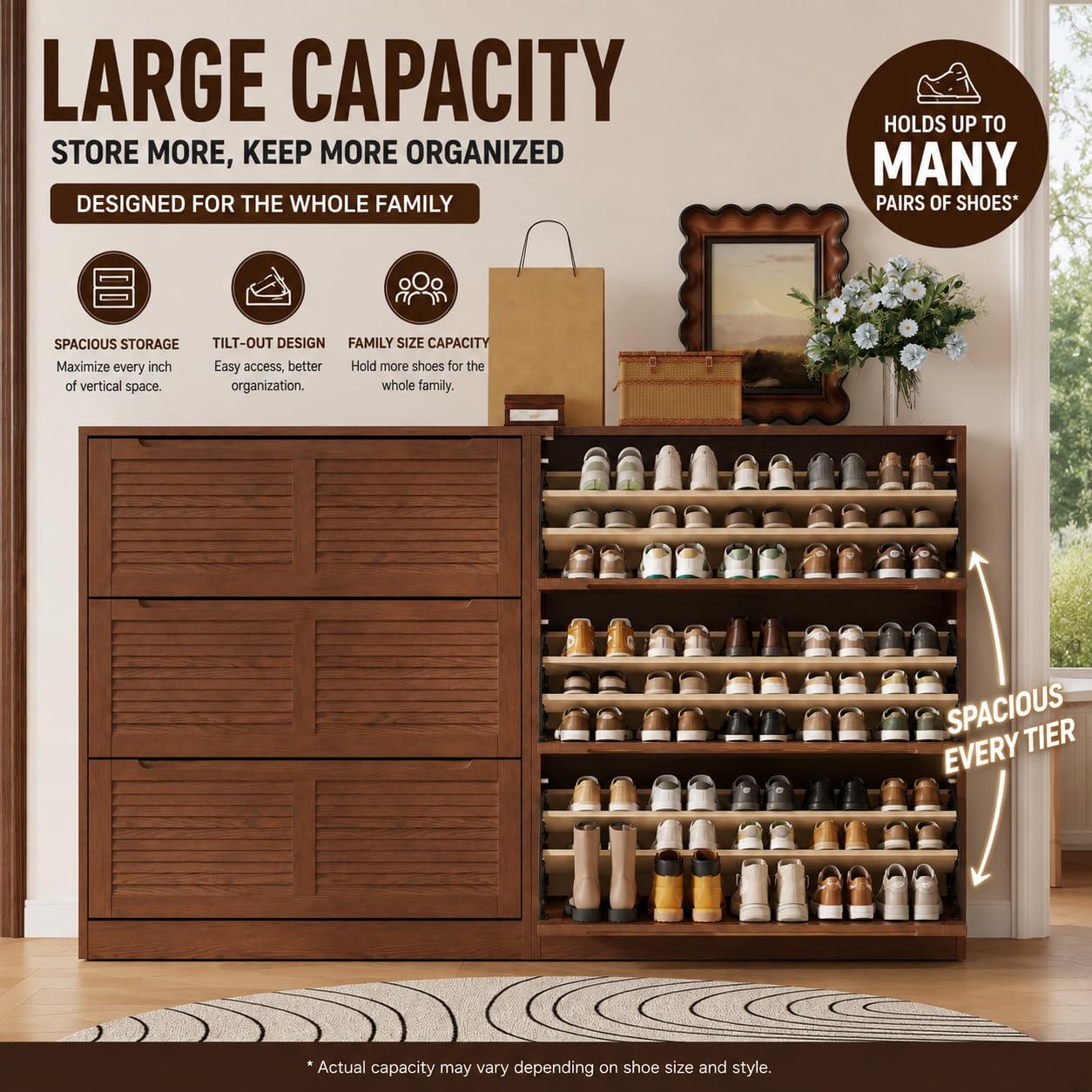 Mobile Porta Scarpe in Legno M - Shoe Rack Cabinet Narrow Entryway recensione e prezzo