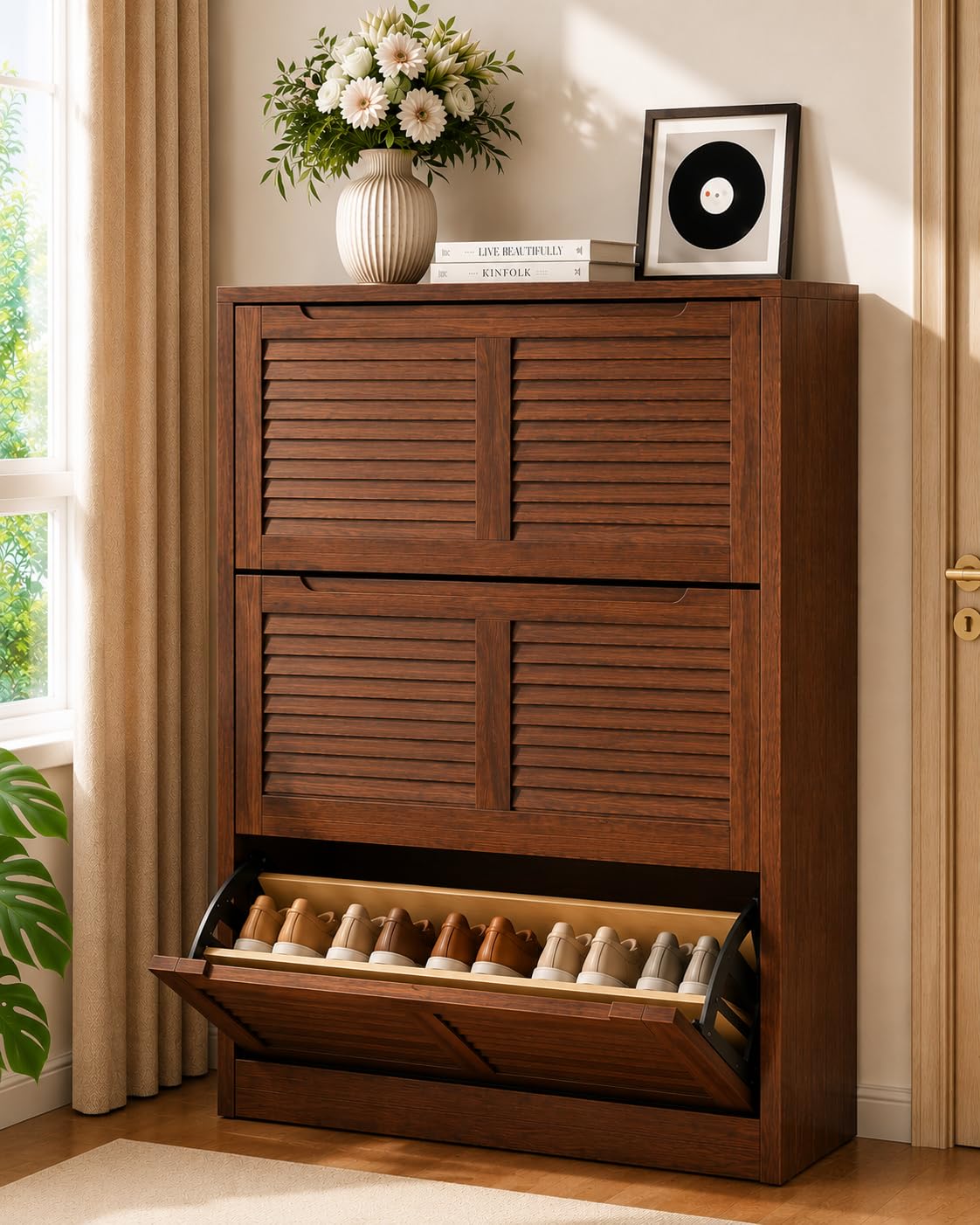 Mobile Porta Scarpe in Legno M - Shoe Rack Cabinet Narrow Entryway recensione e prezzo