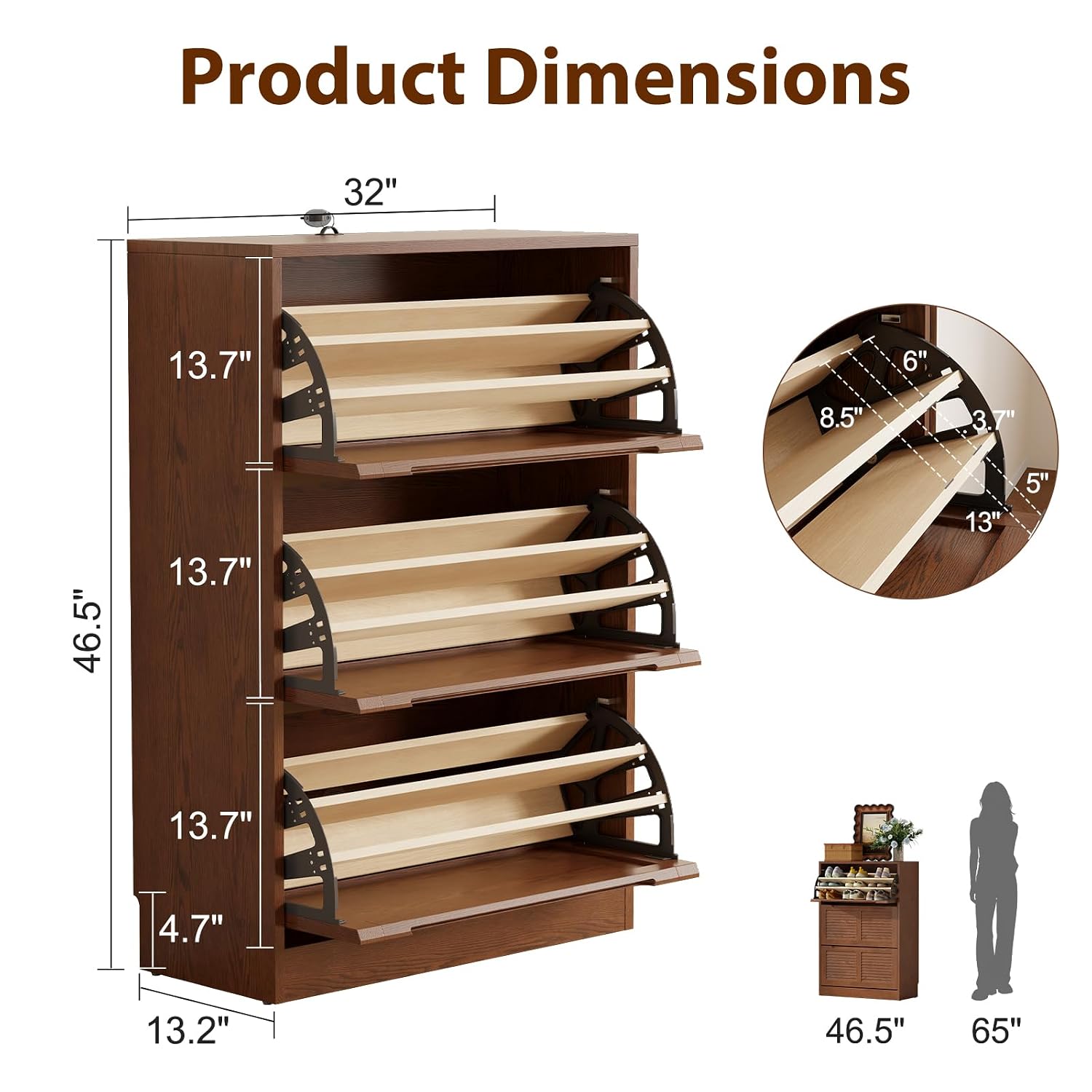 Mobile Porta Scarpe in Legno M - Shoe Rack Cabinet Narrow Entryway recensione e prezzo