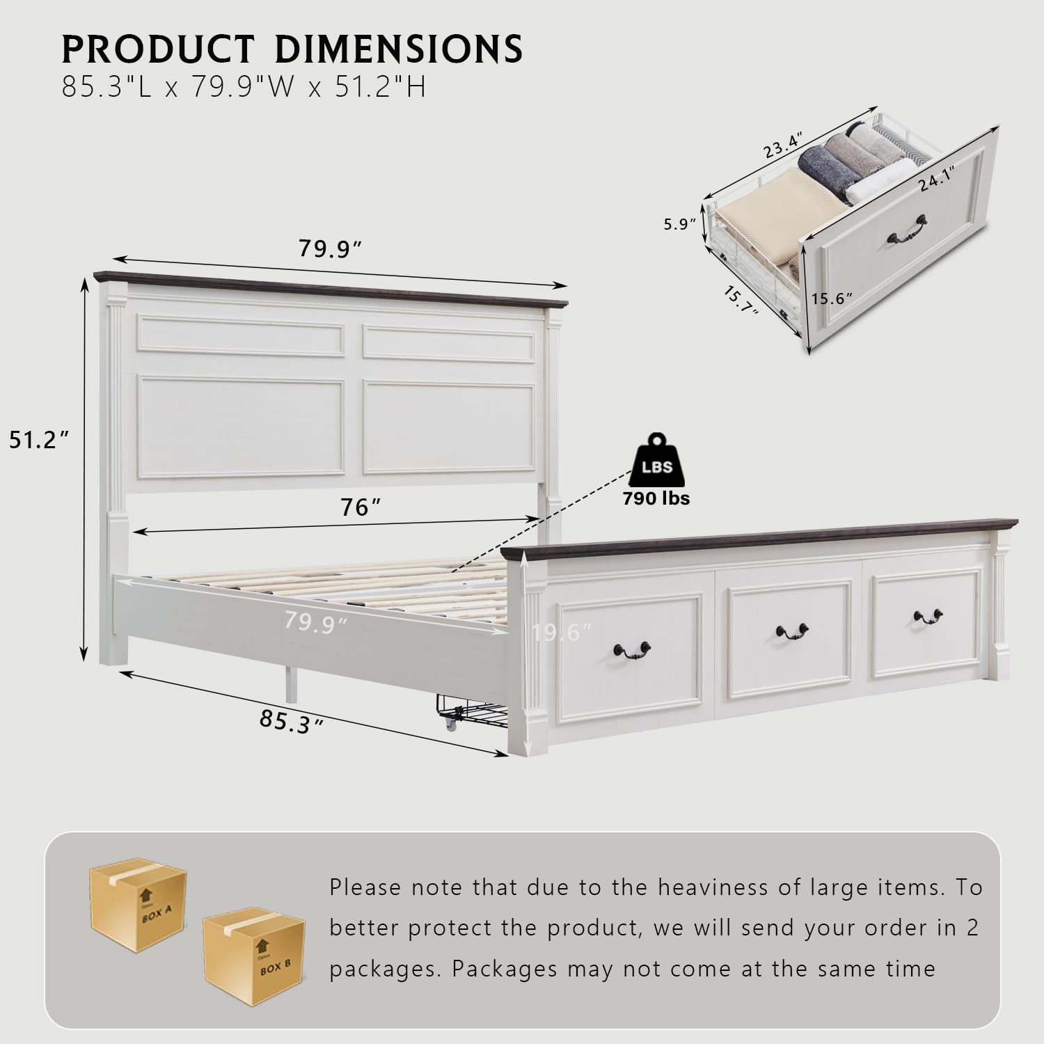 Letto matrimoniale stile rusti - King Size Bed Frame With Storage Drawers recensione e prezzo