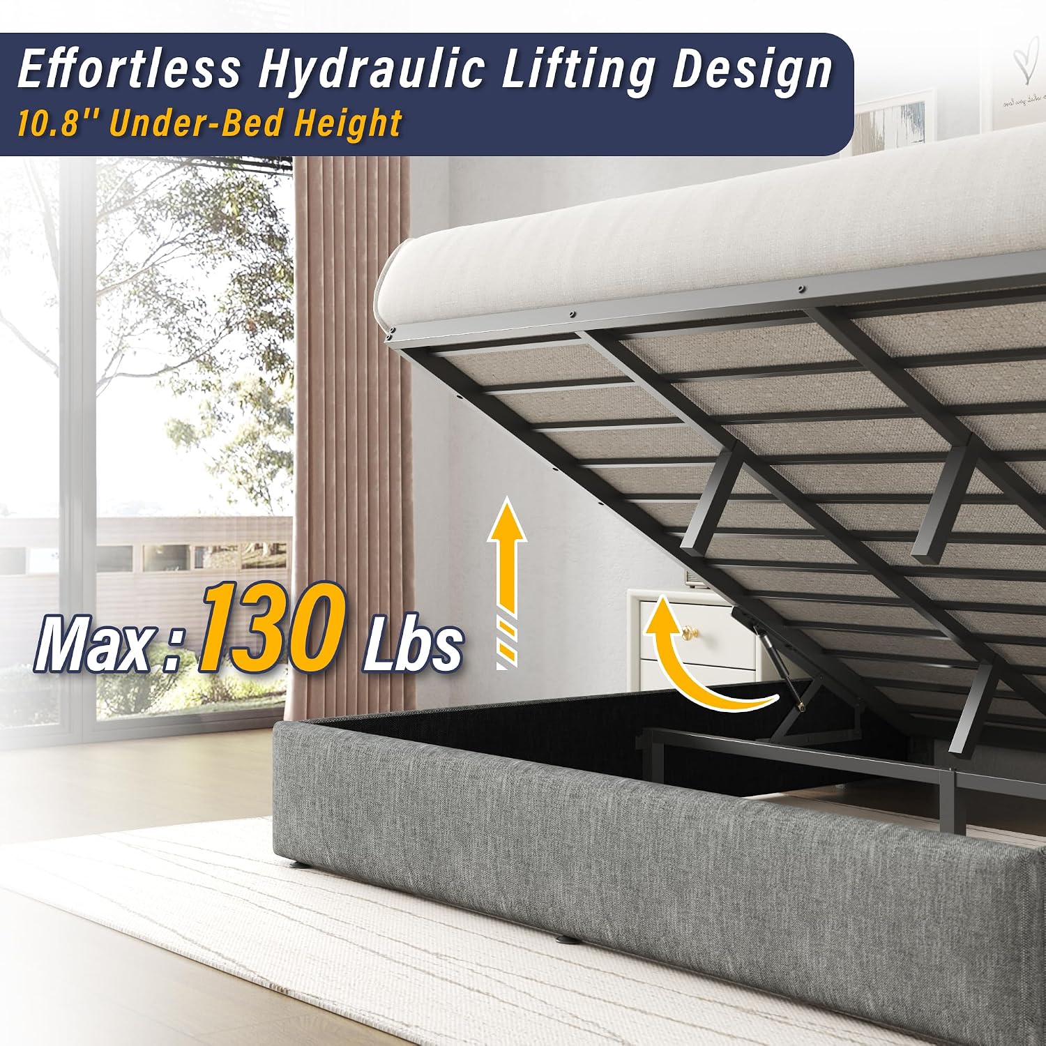 Letto matrimoniale imbottito c - Gas Lift Storage Bed Hydraulic recensione e prezzo