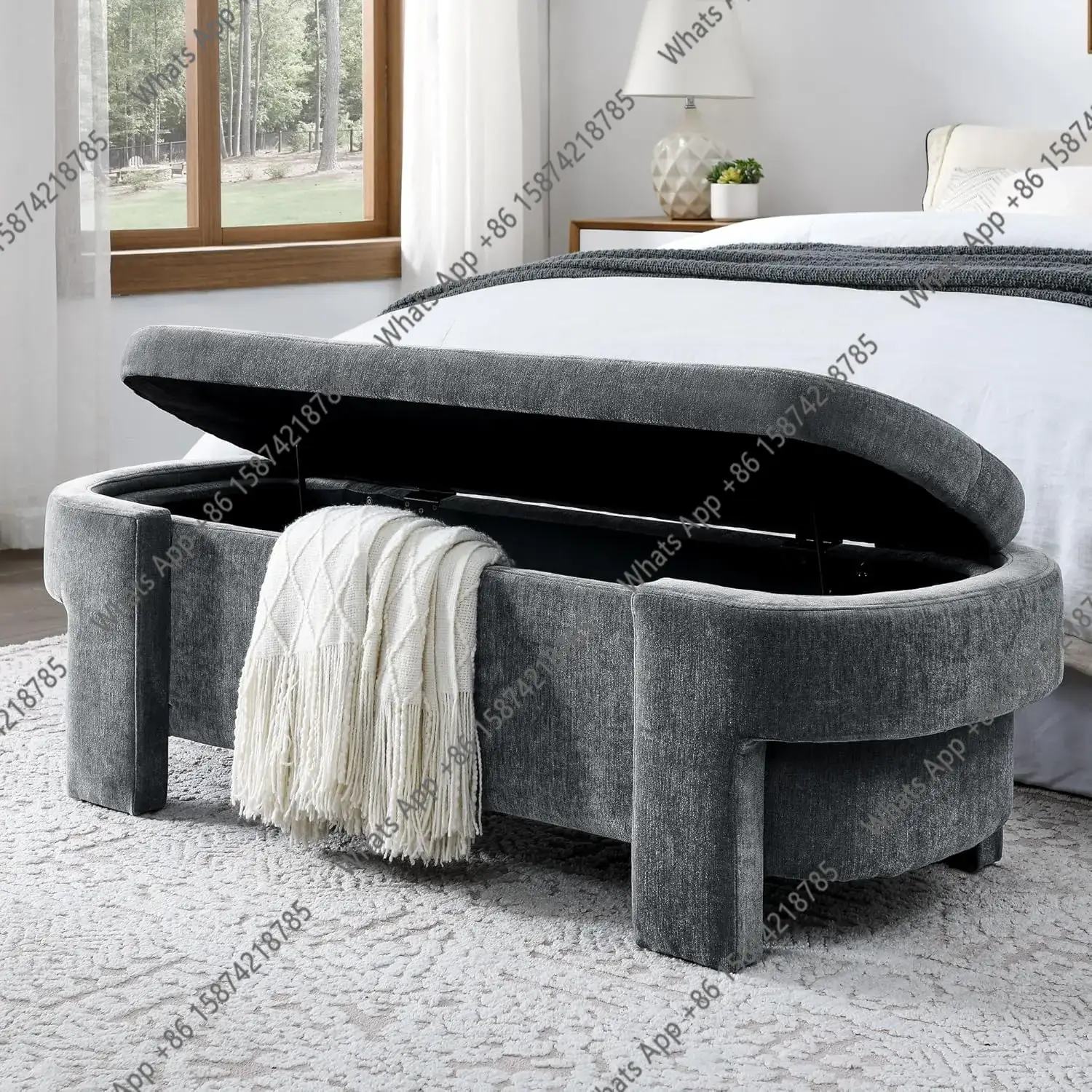 Panca contenitore ovale in lin - Bedroom Furniture recensione e prezzo
