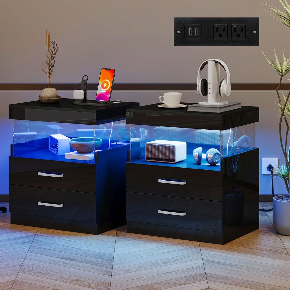 Comodino Nero con LED e Stazio - Floating Nightstand With Led Light recensione e prezzo