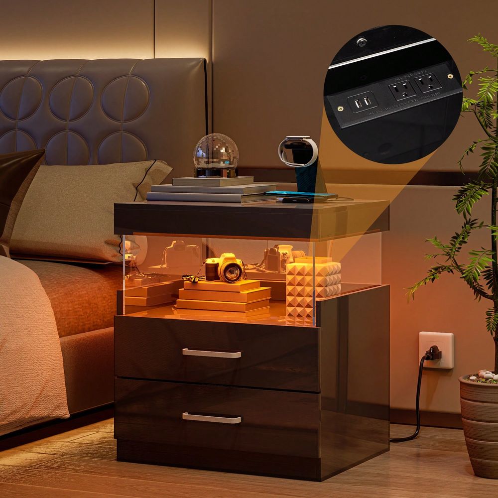 Comodino Nero con LED e Stazio - Floating Nightstand With Led Light recensione e prezzo