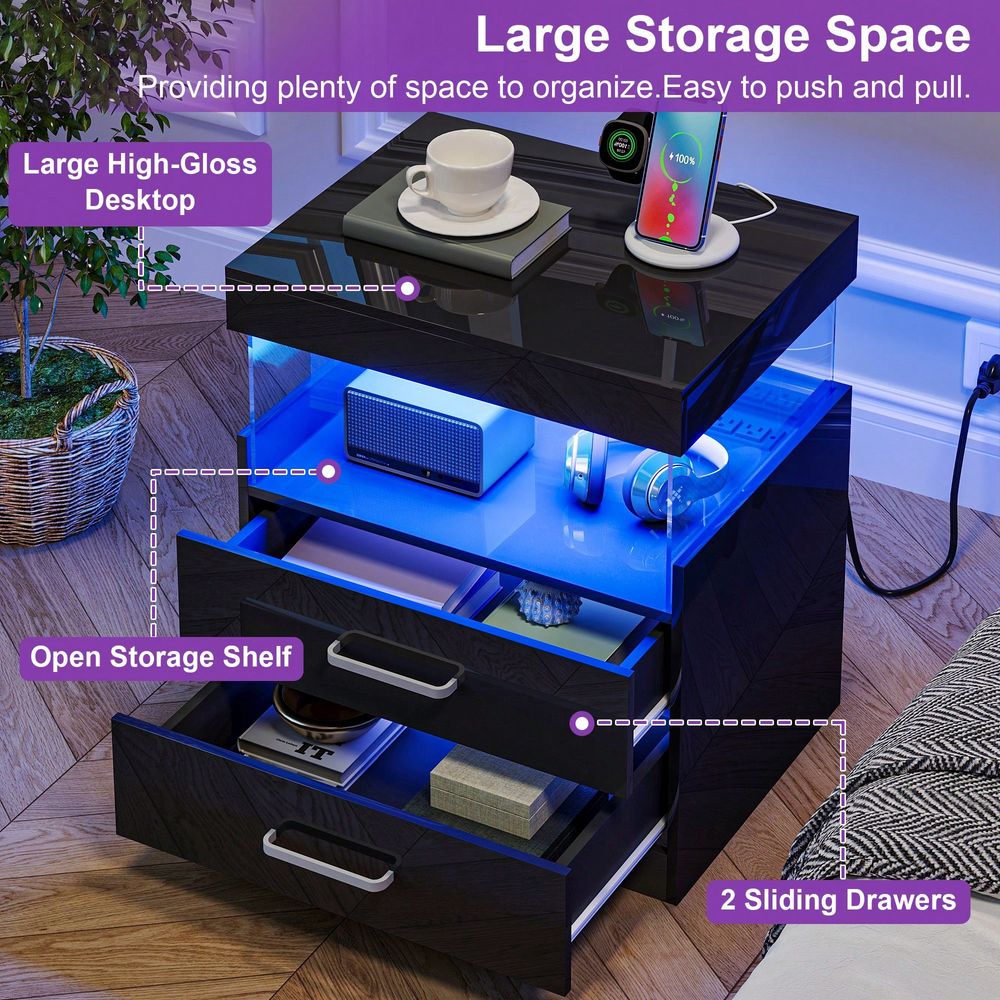 Comodino Nero con LED e Stazio - Floating Nightstand With Led Light recensione e prezzo