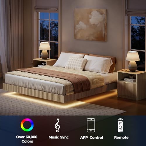 Set Camera da Letto, Letto Mat - Floating Nightstand With Led Light recensione e prezzo