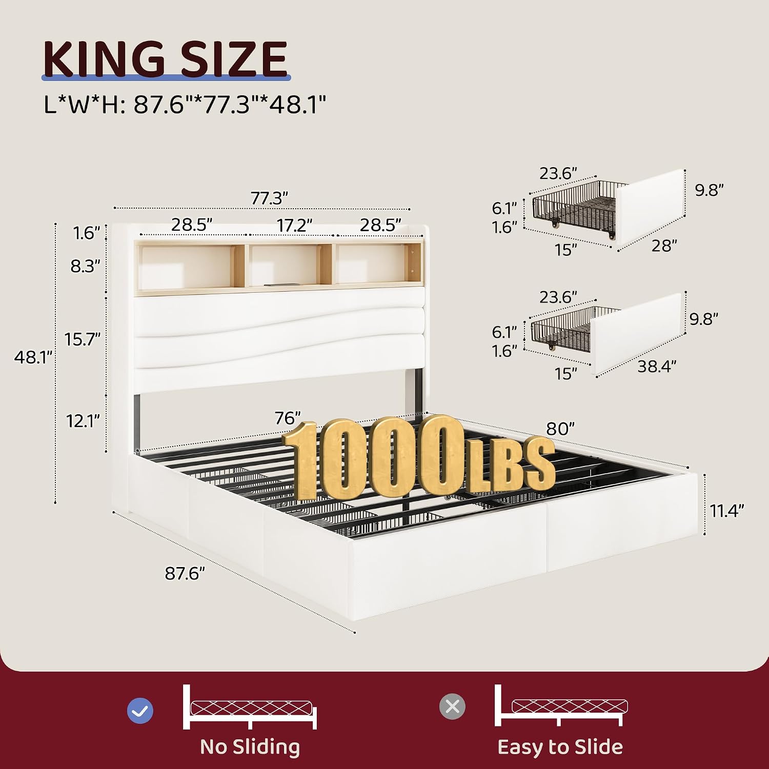 Letto King Size con 6 Cassetti - King Size Bed Frame With Storage Drawers recensione e prezzo