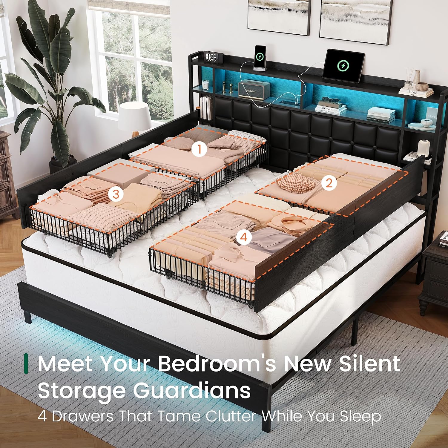 Letto matrimoniale in legno co - King Size Bed Frame With Storage Drawers recensione e prezzo