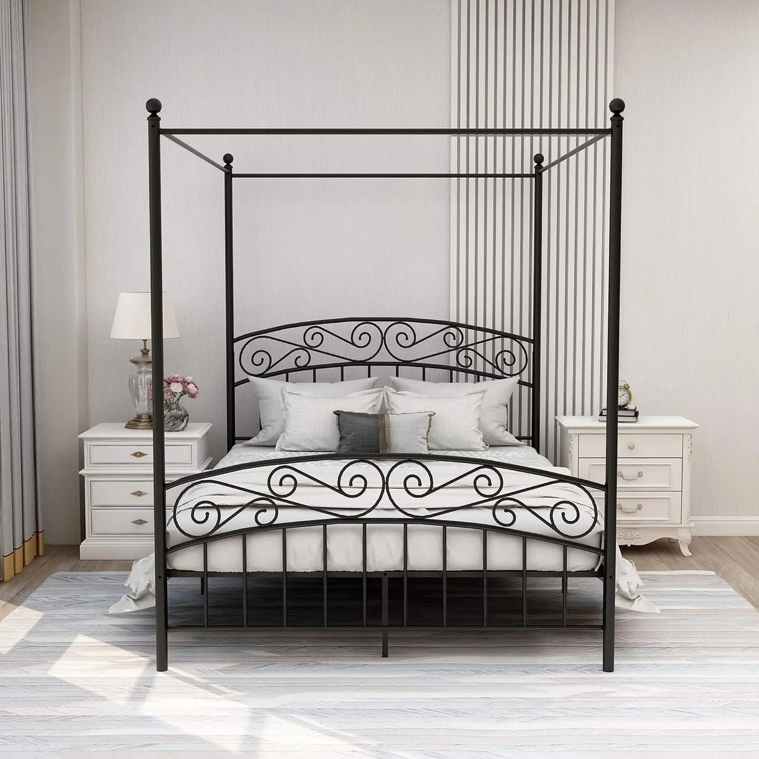 Letto a baldacchino matrimonia - Canopy Bed Frame Metal Queen recensione e prezzo