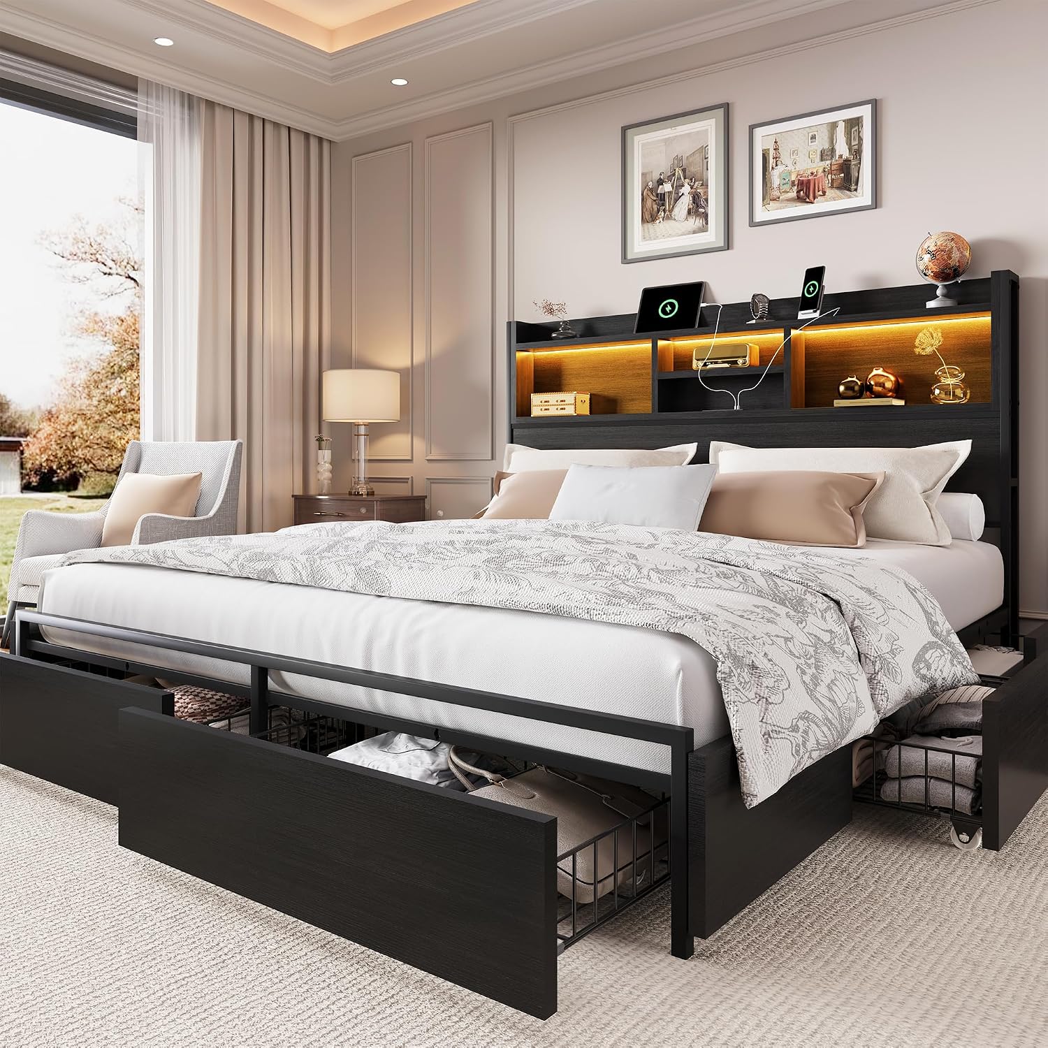 Letto King Size con 6 Cassetti - King Size Bed Frame With Storage Drawers recensione e prezzo