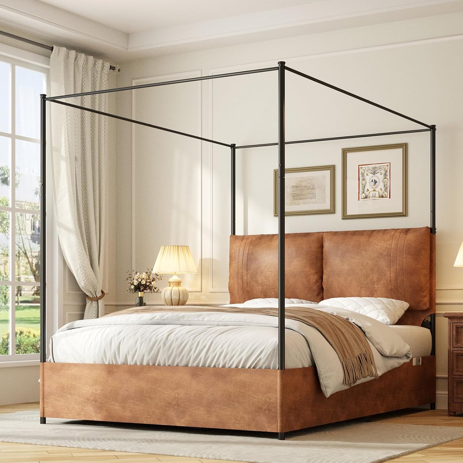 Letto a baldacchino Queen con  - Canopy Bed Frame Metal Queen recensione e prezzo