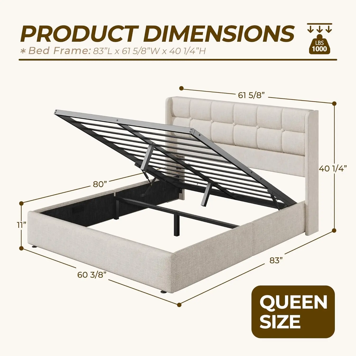 Letto matrimoniale con conteni - Gas Lift Storage Bed Hydraulic recensione e prezzo