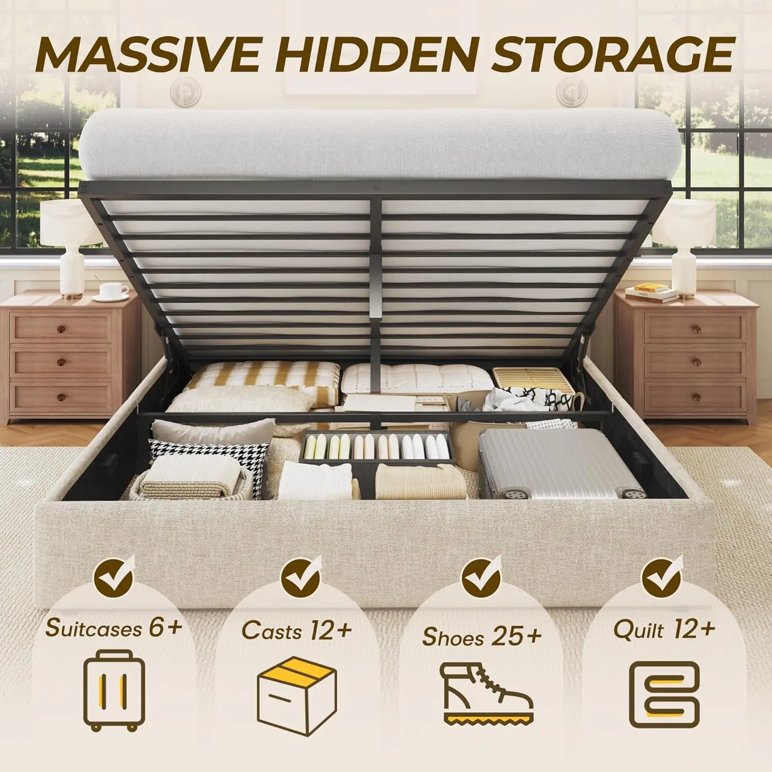 Letto matrimoniale con conteni - Gas Lift Storage Bed Hydraulic recensione e prezzo