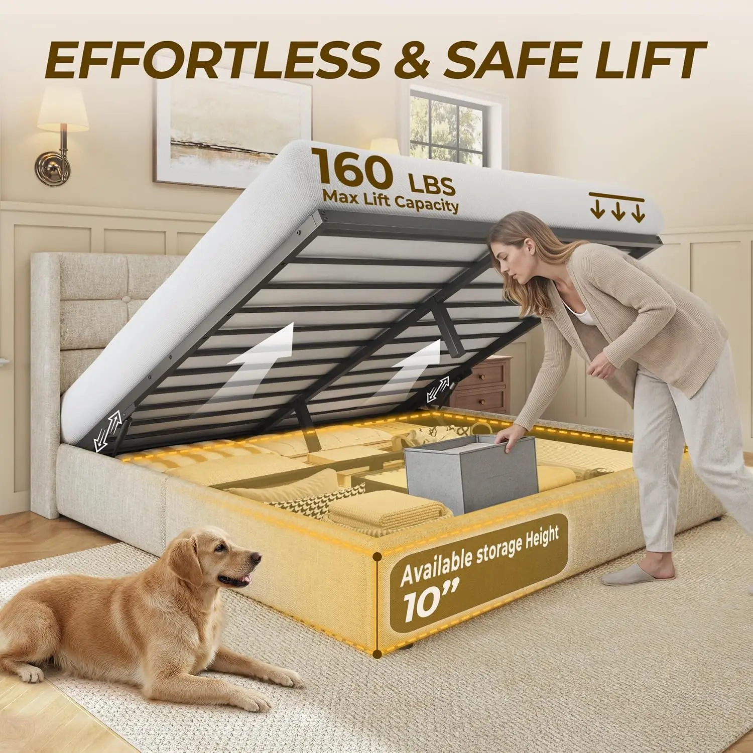 Letto matrimoniale con conteni - Gas Lift Storage Bed Hydraulic recensione e prezzo