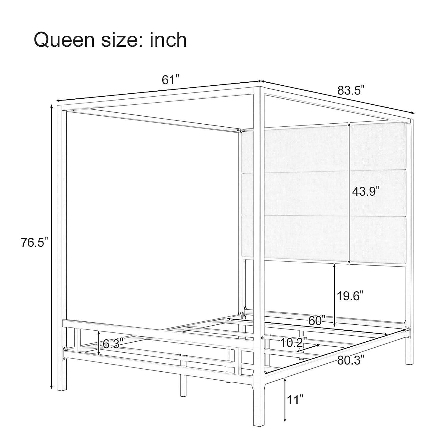 Letto a baldacchino matrimonia - Canopy Bed Frame Metal Queen recensione e prezzo