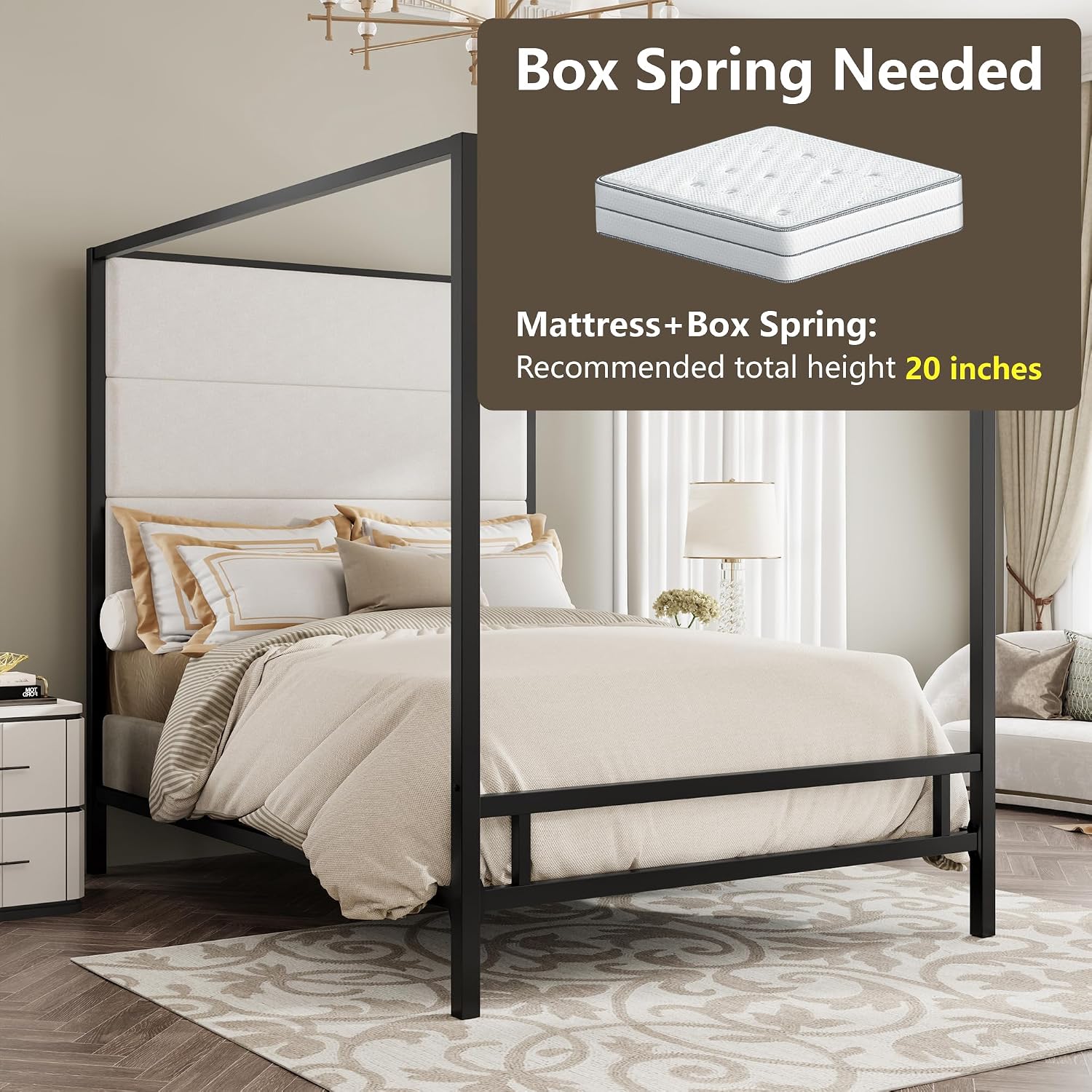 Letto a baldacchino matrimonia - Canopy Bed Frame Metal Queen recensione e prezzo