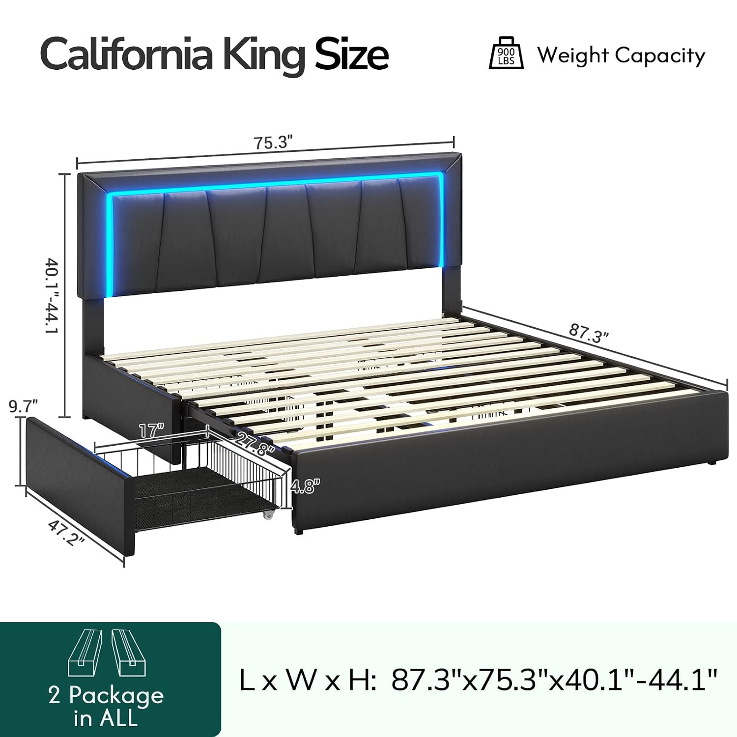 Letto California King con 4 ca - King Size Bed Frame With Storage Drawers recensione e prezzo
