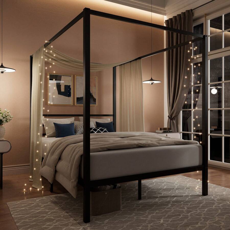 Struttura letto a baldacchino  - Canopy Bed Frame Metal Queen recensione e prezzo
