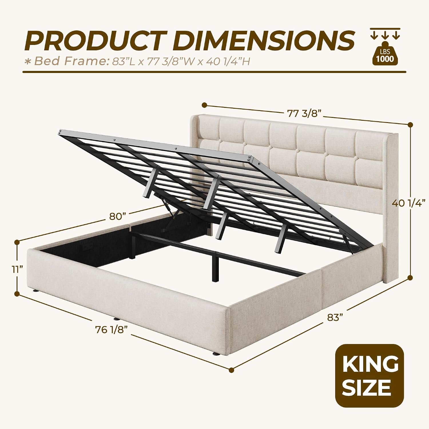 Letto matrimoniale king size c - Gas Lift Storage Bed Hydraulic recensione e prezzo