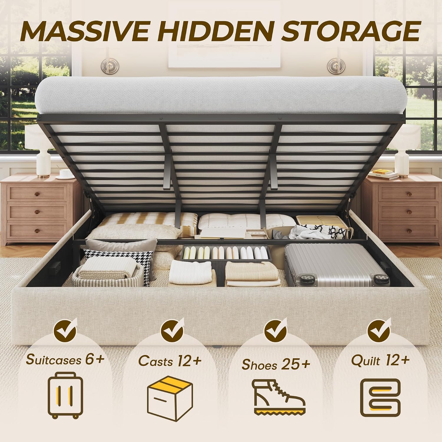 Letto matrimoniale king size c - Gas Lift Storage Bed Hydraulic recensione e prezzo