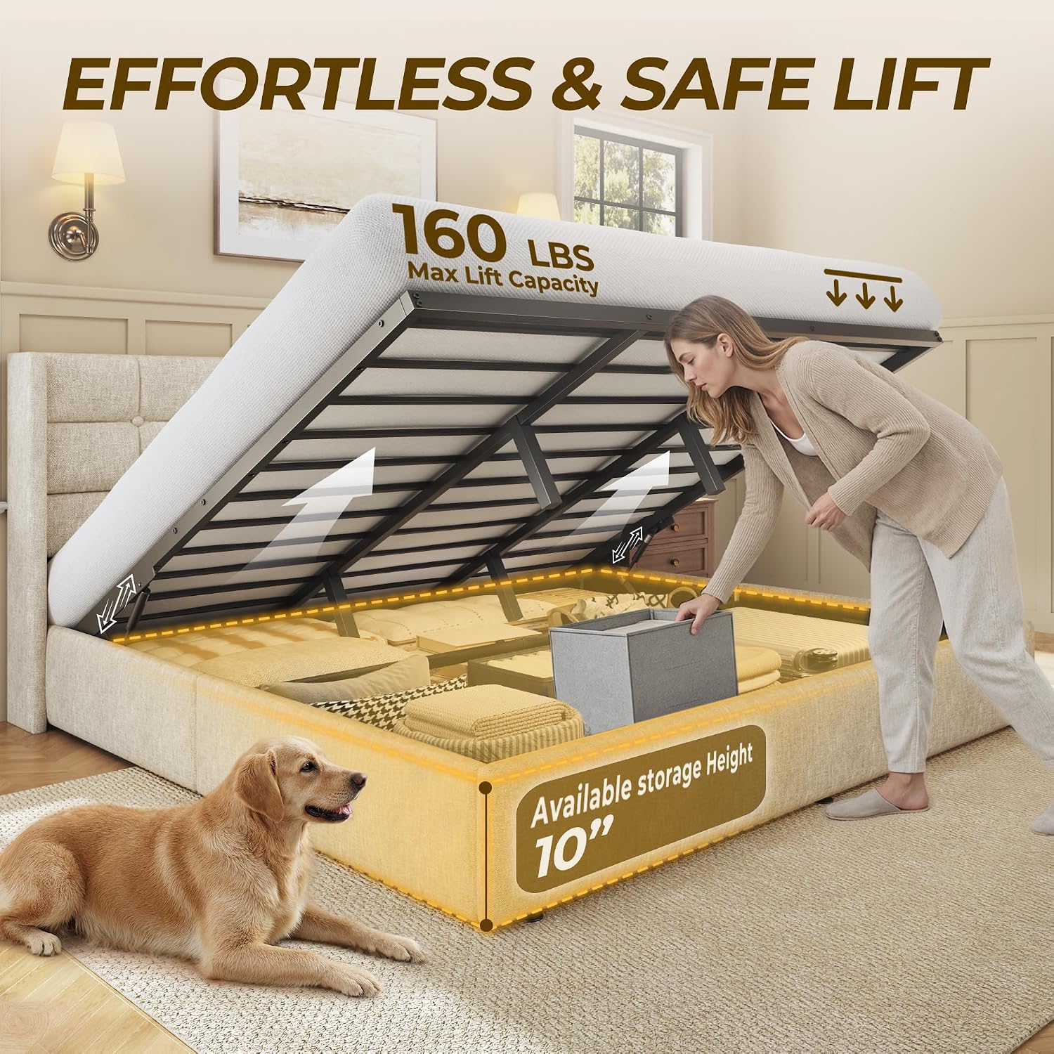 Letto matrimoniale king size c - Gas Lift Storage Bed Hydraulic recensione e prezzo